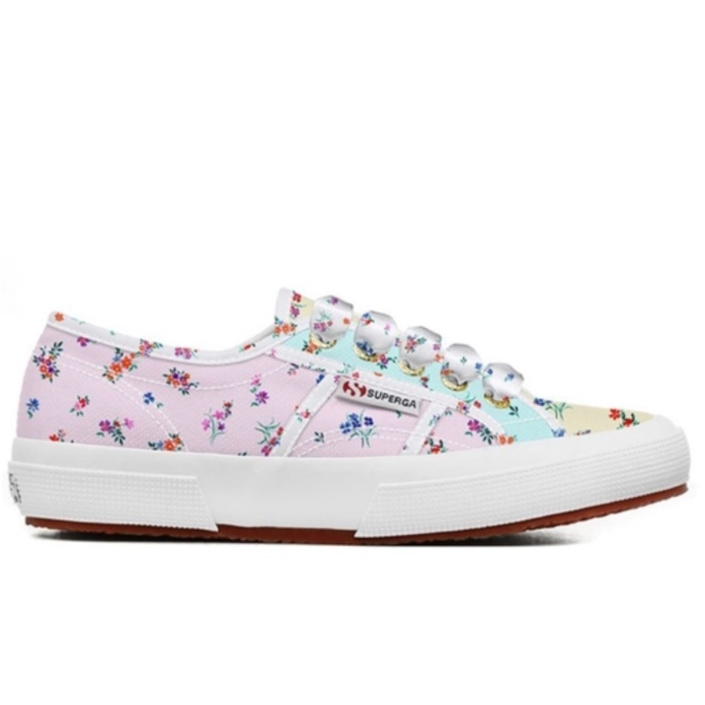 Superga 2750 Flower Sneakers Mixed Pastel Flower Print Canvas Lace-Up Trainer 8 - Picture 7 of 12